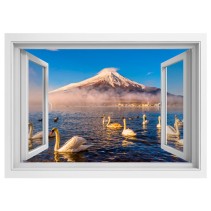 Ventanas 3d vinilos cisnes lago kawaguchi monte fuji